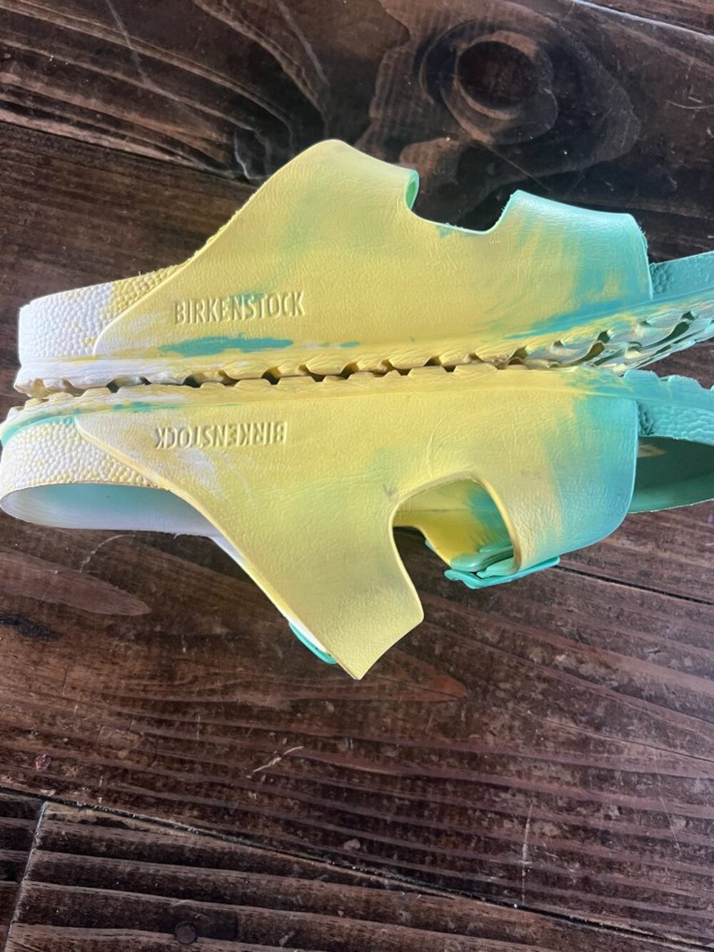 Birkenstock Green Yellow Tie Dye Arizona Lightweight EVA Sandals size 37 - Picture 4 of 6